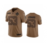 Men's Indianapolis Colts #53 Shaquille Leonard 2023 Brown Salute To Sertvice Limited Football Stitched Jersey