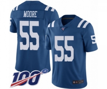 Men's Indianapolis Colts #55 Skai Moore Limited Royal Blue Rush Vapor Untouchable 100th Season Football Jersey