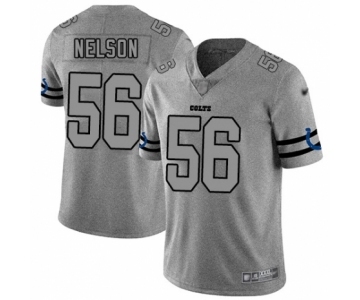 Men's Indianapolis Colts #56 Quenton Nelson Limited Gray Team Logo Gridiron Football Jersey