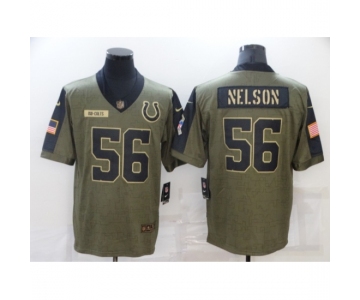 Men's Indianapolis Colts #56 Quenton Nelson Nike Olive 2021 Salute To Service Limited Player Jersey