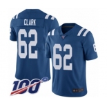 Men's Indianapolis Colts #62 Le'Raven Clark Royal Blue Team Color Vapor Untouchable Limited Player 100th Season Football Jersey