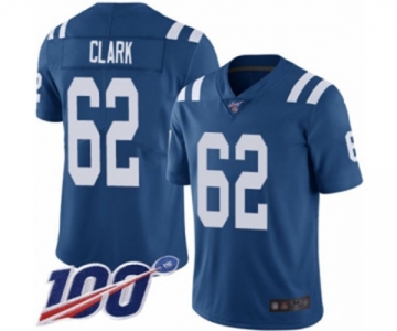 Men's Indianapolis Colts #62 Le'Raven Clark Royal Blue Team Color Vapor Untouchable Limited Player 100th Season Football Jersey