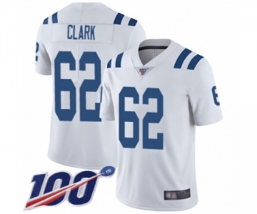 Men's Indianapolis Colts #62 Le'Raven Clark White Vapor Untouchable Limited Player 100th Season Football Jersey