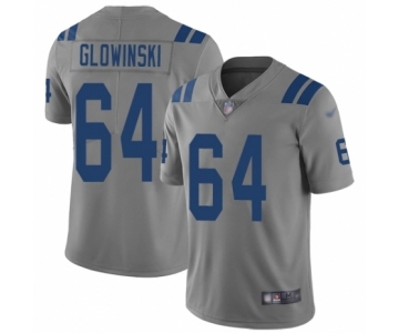 Men's Indianapolis Colts #64 Mark Glowinski Limited Gray Inverted Legend Football Jersey