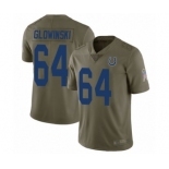 Men's Indianapolis Colts #64 Mark Glowinski Limited Olive 2017 Salute to Service Football Jersey