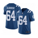 Men's Indianapolis Colts #64 Mark Glowinski Limited Royal Blue Rush Vapor Untouchable Football Jersey