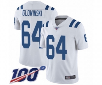 Men's Indianapolis Colts #64 Mark Glowinski White Vapor Untouchable Limited Player 100th Season Football Jersey