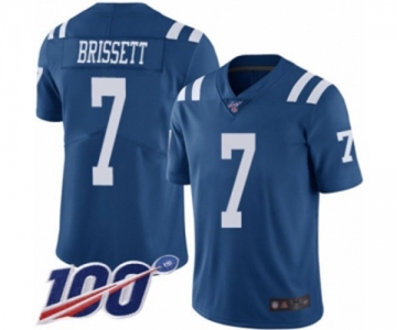 Men's Indianapolis Colts #7 Jacoby Brissett Limited Royal Blue Rush Vapor Untouchable 100th Season Football Jersey