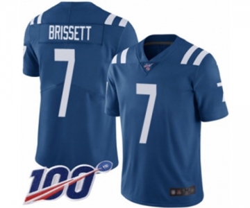 Men's Indianapolis Colts #7 Jacoby Brissett Royal Blue Team Color Vapor Untouchable Limited Player 100th Season Football Jersey