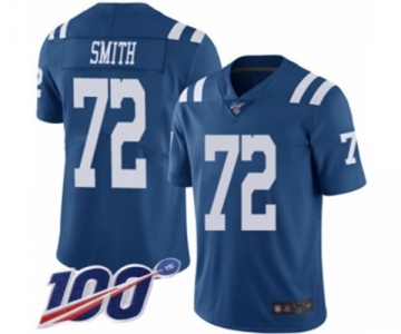 Men's Indianapolis Colts #72 Braden Smith Limited Royal Blue Rush Vapor Untouchable 100th Season Football Jersey