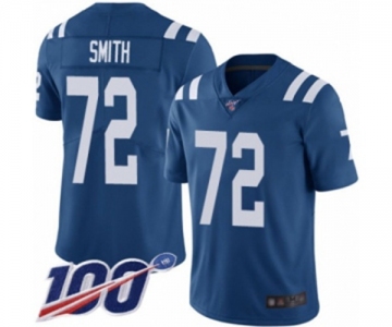 Men's Indianapolis Colts #72 Braden Smith Royal Blue Team Color Vapor Untouchable Limited Player 100th Season Football Jersey