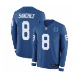 Men's Indianapolis Colts #8 Rigoberto Sanchez Limited Blue Therma Long Sleeve Football Jersey