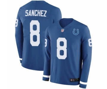 Men's Indianapolis Colts #8 Rigoberto Sanchez Limited Blue Therma Long Sleeve Football Jersey