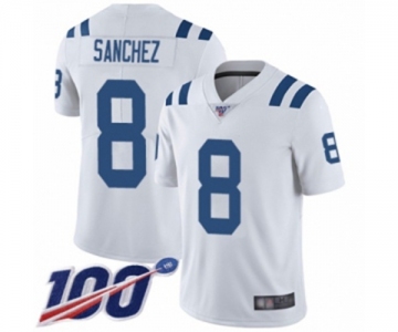 Men's Indianapolis Colts #8 Rigoberto Sanchez White Vapor Untouchable Limited Player 100th Season Football Jersey