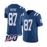 Men's Indianapolis Colts #87 Reggie Wayne Limited Royal Blue Rush Vapor Untouchable 100th Season Football Jersey