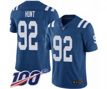 Men's Indianapolis Colts #92 Margus Hunt Royal Blue Team Color Vapor Untouchable Limited Player 100th Season Football Jersey