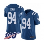 Men's Indianapolis Colts #94 Tyquan Lewis Limited Royal Blue Rush Vapor Untouchable 100th Season Football Jersey