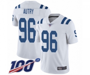 Men's Indianapolis Colts #96 Denico Autry White Vapor Untouchable Limited Player 100th Season Football Jersey