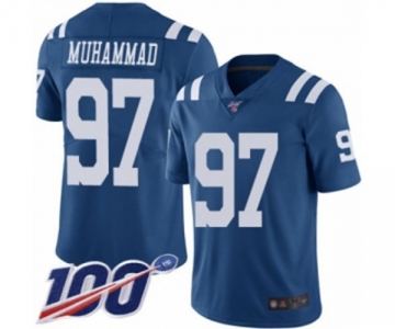 Men's Indianapolis Colts #97 Al-Quadin Muhammad Limited Royal Blue Rush Vapor Untouchable 100th Season Football Jersey