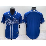 Men's Indianapolis Colts Blank Blue Stitched MLB Cool Base Nike Baseball Jersey