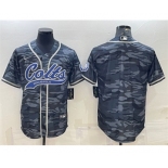 Men's Indianapolis Colts Blank Gray Camo With Patch Cool Base Stitched Baseball Jersey