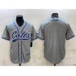 Men's Indianapolis Colts Blank Grey Cool Base Stitched Baseball Jersey