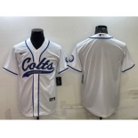 Men's Indianapolis Colts Blank White Cool Base Stitched Baseball Jersey