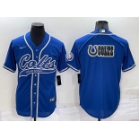 Men's Indianapolis Colts Blue Team Big Logo With Patch Cool Base Stitched Baseball Jerse