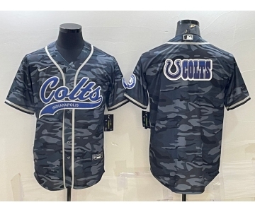 Men's Indianapolis Colts Grey Camo Team Big Logo With Patch Cool Base Stitched Baseball Jersey