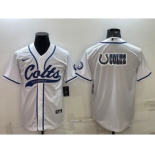 Men's Indianapolis Colts White Team Big Logo With Patch Cool Base Stitched Baseball Jersey