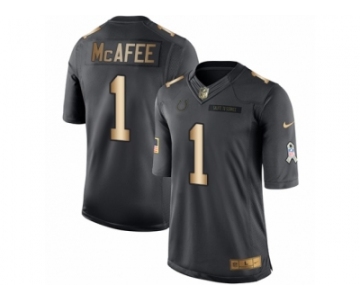 Men's Nike Indianapolis Colts #1 Pat McAfee Limited Black Gold Salute to Service NFL Jersey