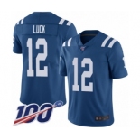 Men's Nike Indianapolis Colts #12 Andrew Luck Royal Blue Team Color Vapor Untouchable Limited Player 100th Season NFL Jersey