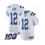 Men's Nike Indianapolis Colts #12 Andrew Luck White Vapor Untouchable Limited Player 100th Season NFL Jersey