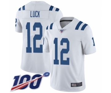 Men's Nike Indianapolis Colts #12 Andrew Luck White Vapor Untouchable Limited Player 100th Season NFL Jersey