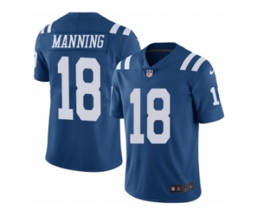 Men's Nike Indianapolis Colts #18 Peyton Manning Limited Royal Blue Rush NFL Jersey