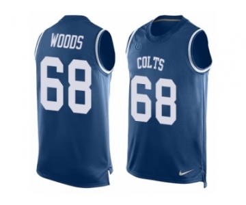 Men's Nike Indianapolis Colts #68 Al Woods Limited Royal Blue Player Name & Number Tank Top NFL Jersey