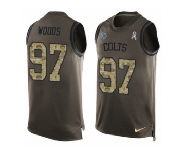 Men's Nike Indianapolis Colts #97 Al Woods Limited Green Salute to Service Tank Top NFL Jersey