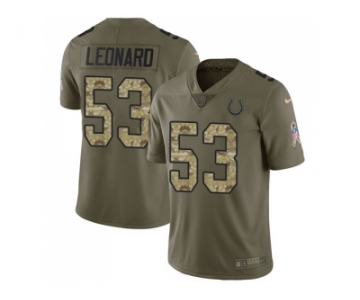 Nike Indianapolis Colts #53 Darius Leonard Olive Camo Men Stitched NFL Limited 2017 Salute to Service Jersey