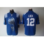 nike nfl jerseys indianapolis colts #12 luck blue[helmet tri-blend limited]