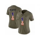 Women Nike Indianapolis Colts #1 Pat McAfee Limited Olive USA Flag 2017 Salute to Service NFL Jersey