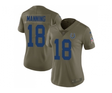 Women Nike Indianapolis Colts #18 Peyton Manning Olive Stitched NFL Limited 2017 Salute to Service Jersey