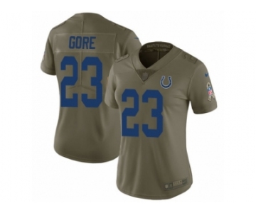 Women Nike Indianapolis Colts #23 Frank Gore Limited Olive 2017 Salute to Service NFL Jersey