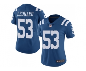 Women Nike Indianapolis Colts #53 Darius Leonard Royal Blue Stitched NFL Limited Rush Jersey