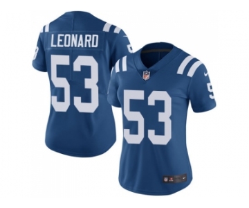 Women Nike Indianapolis Colts #53 Darius Leonard Royal Blue Team Color Stitched NFL Vapor Untouchable Limited Jersey