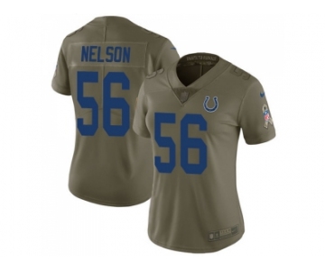 Women Nike Indianapolis Colts #56 Quenton Nelson Olive Stitched NFL Limited 2017 Salute to Service Jersey