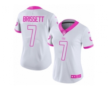 Women Nike Indianapolis Colts #7 Jacoby Brissett Limited White Pink Rush Fashion NFL Jersey