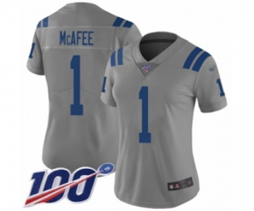 Women's Indianapolis Colts #1 Pat McAfee Limited Gray Inverted Legend 100th Season Football Jersey