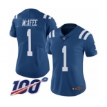 Women's Indianapolis Colts #1 Pat McAfee Limited Royal Blue Rush Vapor Untouchable 100th Season Football Jersey