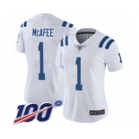 Women's Indianapolis Colts #1 Pat McAfee White Vapor Untouchable Limited Player 100th Season Football Jersey