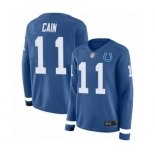 Women's Indianapolis Colts #11 Deon Cain Limited Blue Therma Long Sleeve Football Jersey